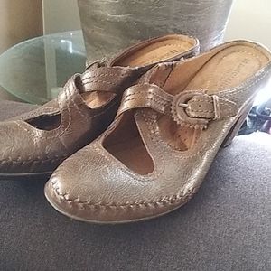 Brown heeled mules